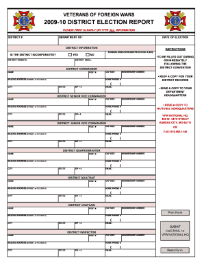 Veterans of Foreign Wars District Election Report