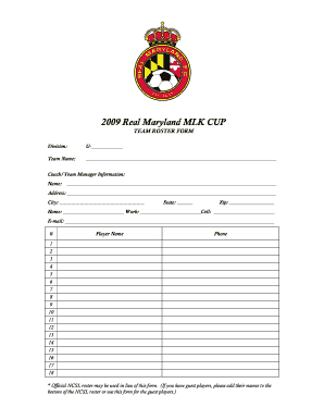 Roster Form - Maryland Soccer Foundation - mdsoccerplex