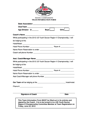 Team Information Form