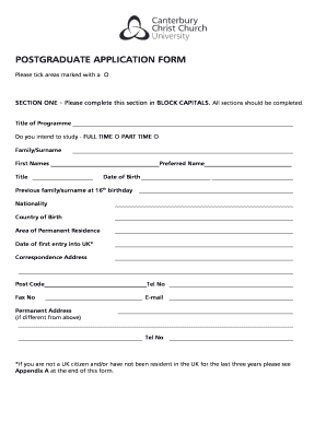 Postgraduate Application Form