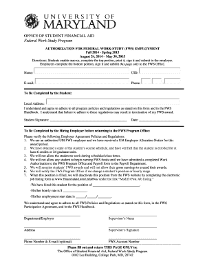Federal Work-Study Authorization Form