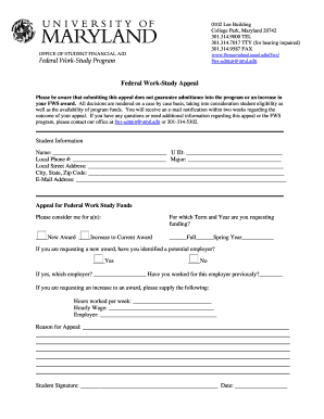 Federal Work-Study Appeal Form