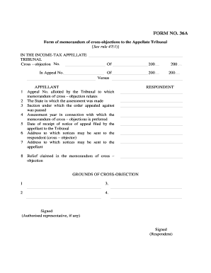 Form 36A Cross-Objection Memorandum