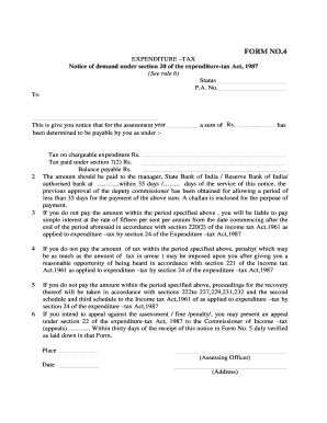 Notice of Demand under Section 20 of the Expenditure-Tax Act 1987