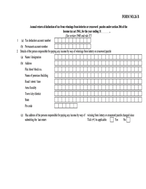 Form 26B Annual Return of Tax Deduction on Lottery Winnings