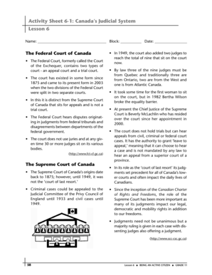 Canada’s Judicial System Activity Sheet