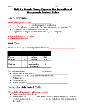 Atomic Theory Student Notes