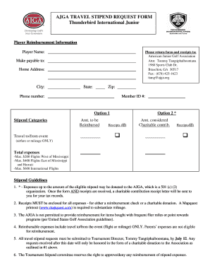 AJGA Travel Stipend Request Form