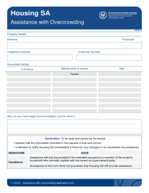 Housing SA Overcrowding Assistance Application