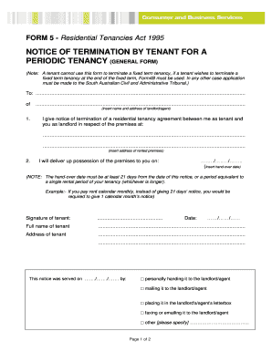 Notice of Termination by Tenant for Periodic Tenancy