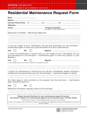 Residential Maintenance Request Form