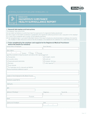 Hazardous Substance Health Surveillance Report