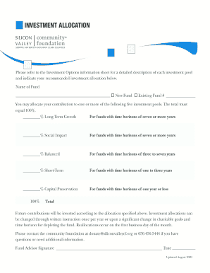 Investment Allocation Form