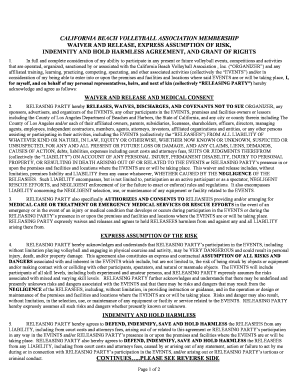 California Beach Volleyball Association Waiver