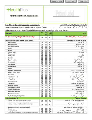 Patient Self Assessment Form