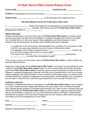52 Hour Raven Film Contest Release Form