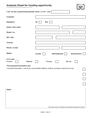 Antragsformular für Innovationsförderung