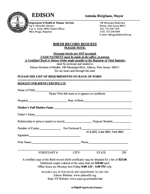 Birth Record Request