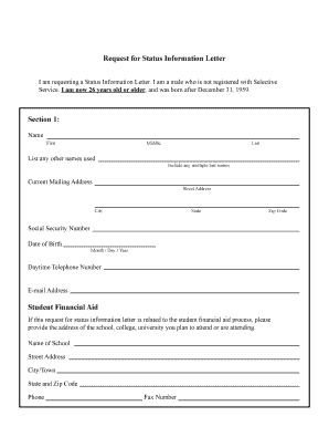 Request for Status Information Letter