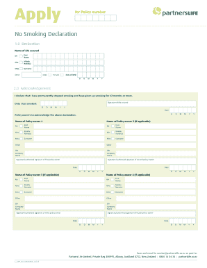 No Smoking Declaration Form