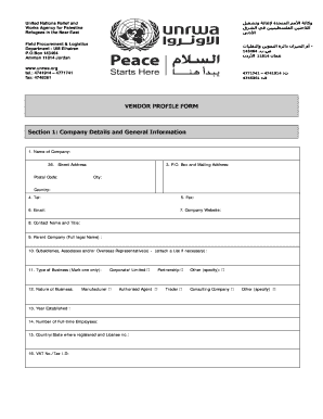 VENDOR PROFILE FORM Section 1: Company Details ... - UNRWA - unrwa