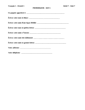 Français 1 Unité 7