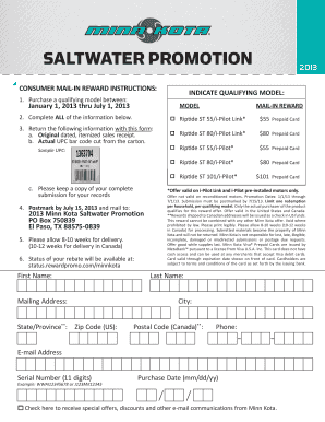 Minn Kota Saltwater Promotion Reward Form