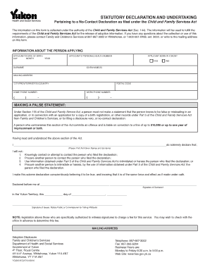 Statutory declaration and undertaking - Government of Yukon