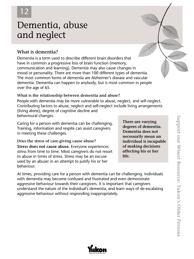 Fillable Online Dementia, abuse Fax Email Print - pdfFiller