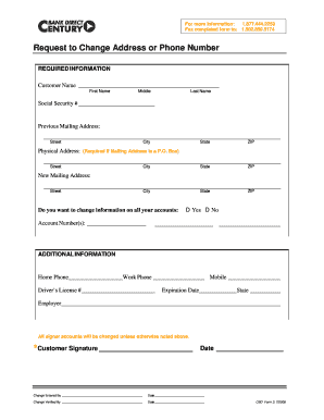 Request to Change Address or Phone Number