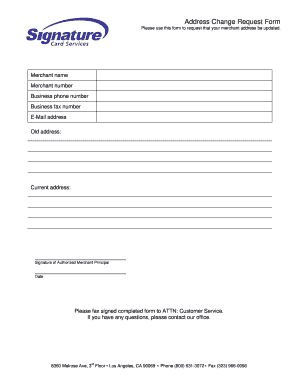 Merchant Address Change Request Form