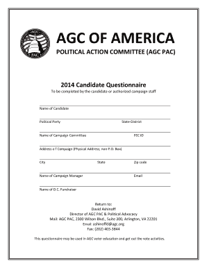 2014 AGC PAC Candidate Questionnaire