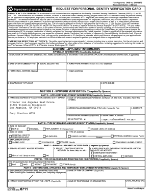 VA Form 0711 Request for Personal Identity Verification Card