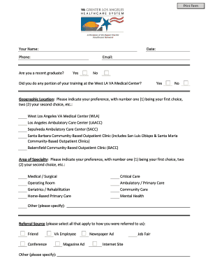 VA Medical Center Application Form
