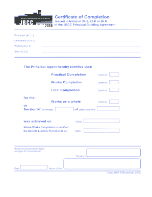 Certificate of Completion