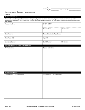 Institutional Account Information Form