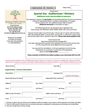 Special Use Application for Auditoriums and Kitchens