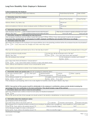 Long-Term Disability Claim Employer Statement