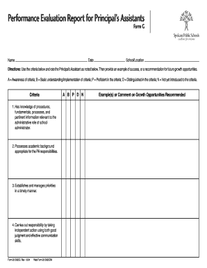 Performance Evaluation Report for Principal’s Assistants