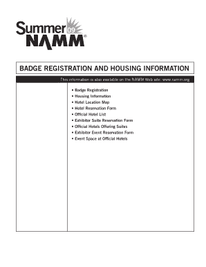 NAMM Summer Show Badge Registration Form