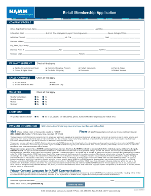 NAMM Retail Membership Application