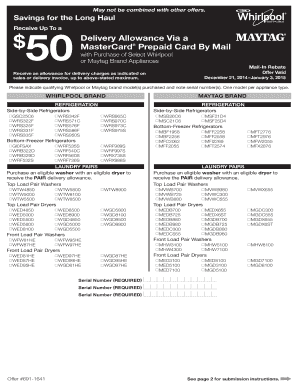 Whirlpool Maytag Appliance Delivery Rebate Form