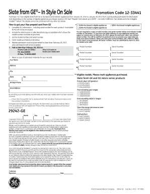 GE Slate Appliance Rebate Form
