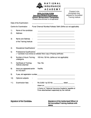 National Insurance Brokers Examination Application Form