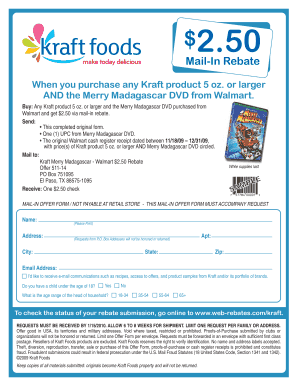 Kraft Merry Madagascar DVD Mail-In Rebate Form