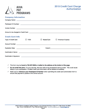 Credit Card Authorization Form