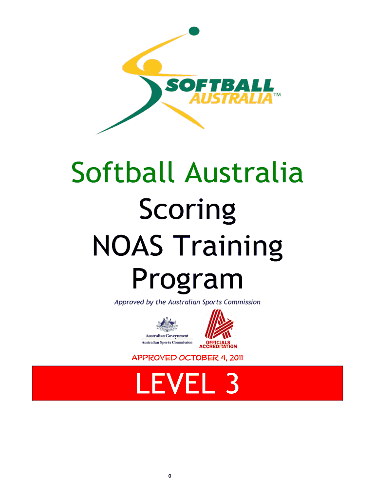 Fillable Online NOAS Level 3 Guideline Softball Australia Fax Email