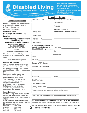Disabled Living Training Booking Form