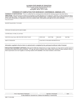 Illinois Educator Training Completion Certificate