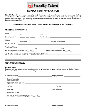 Employment Application Form